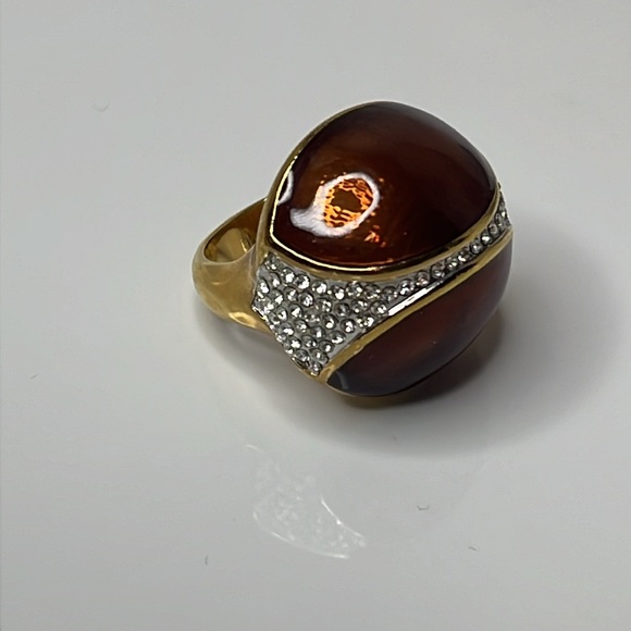 COFFEE ENAMEL PAVE DOMED RING VINTAGE - Picture 7 of 7